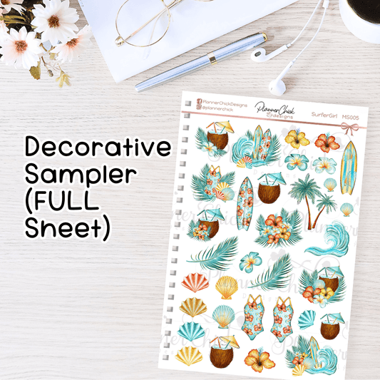 Surfer Girl ~ Decorative Sampler (FULL Sheet!)