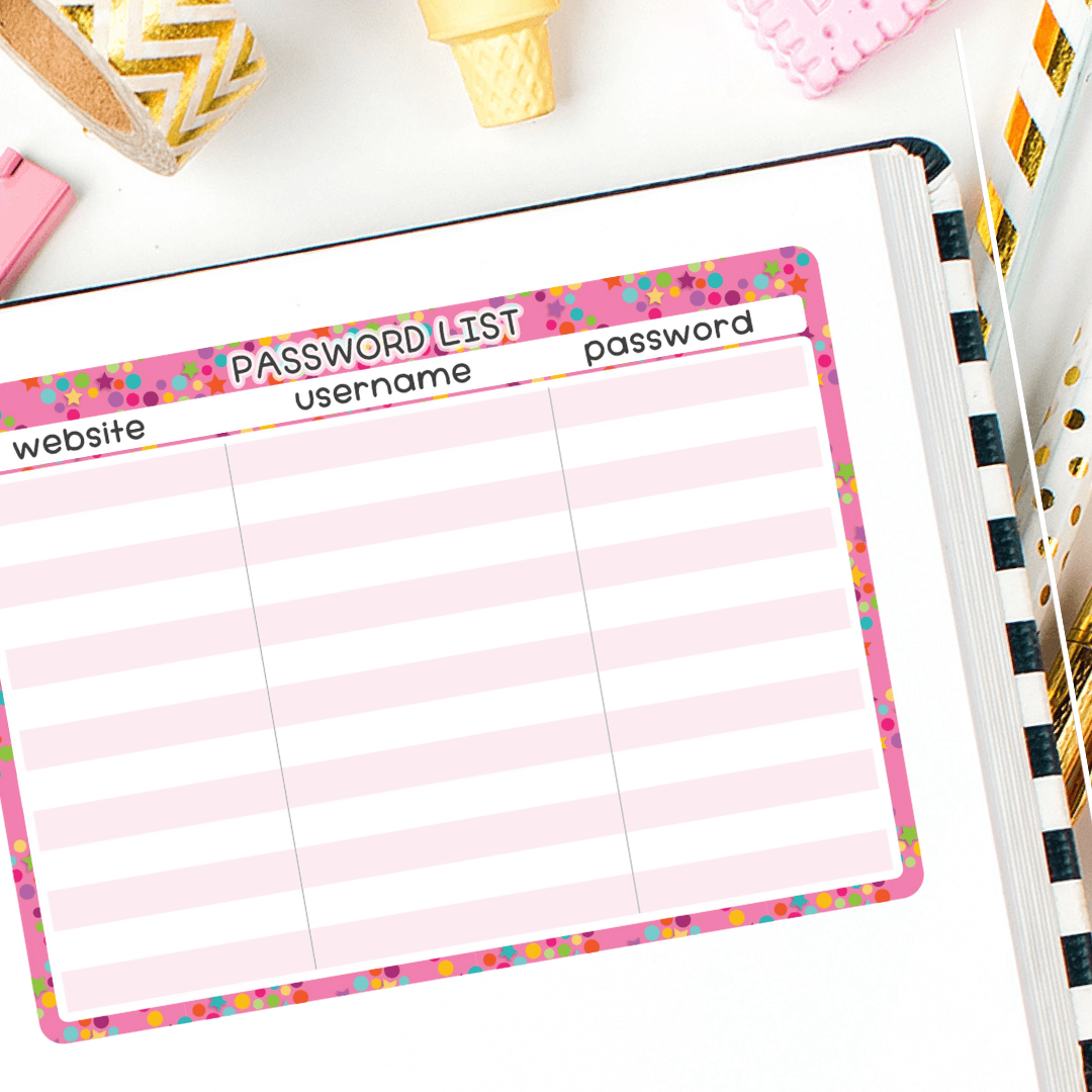 Password Lists – PlannerChickDesigns