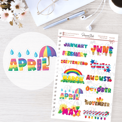 Decorative Months Planner Stickers
