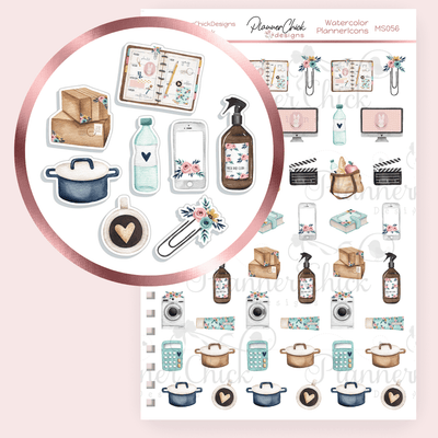Pretty Watercolor Planner Icons