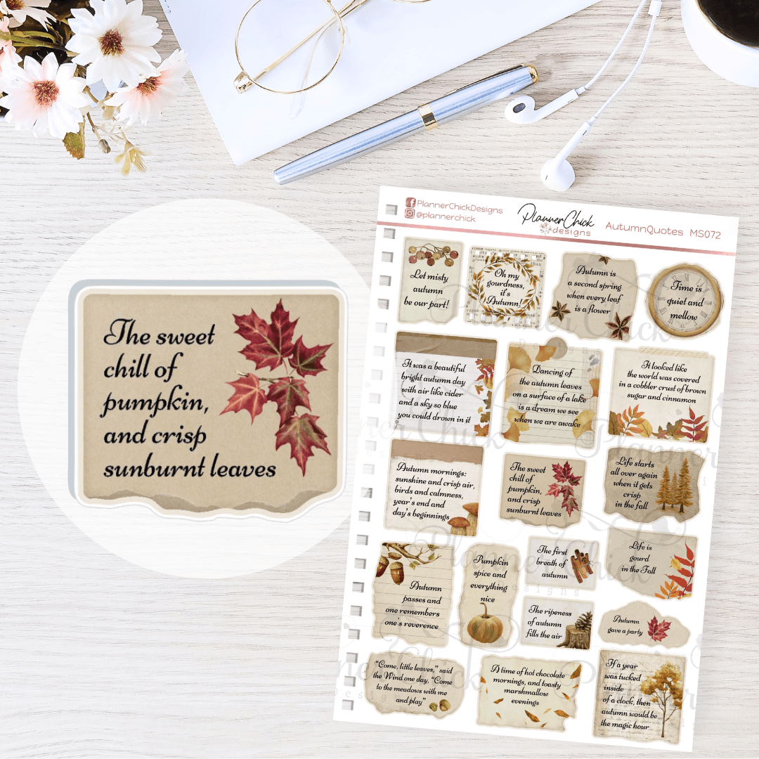 Autumn Quotes Planner Stickers