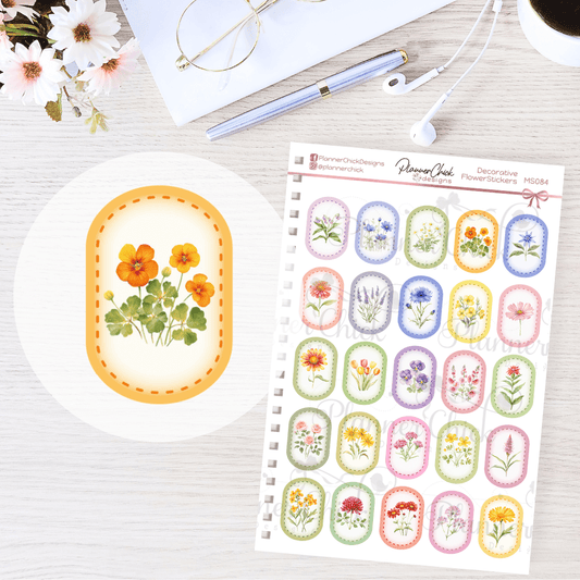 Decorative Flower Planner Stickers