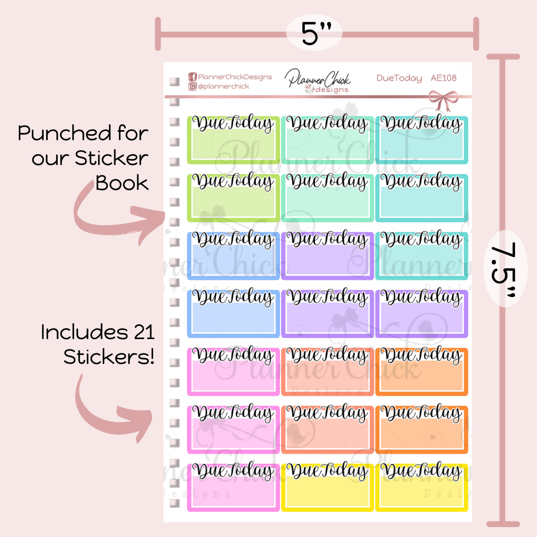Due Today Planner Stickers