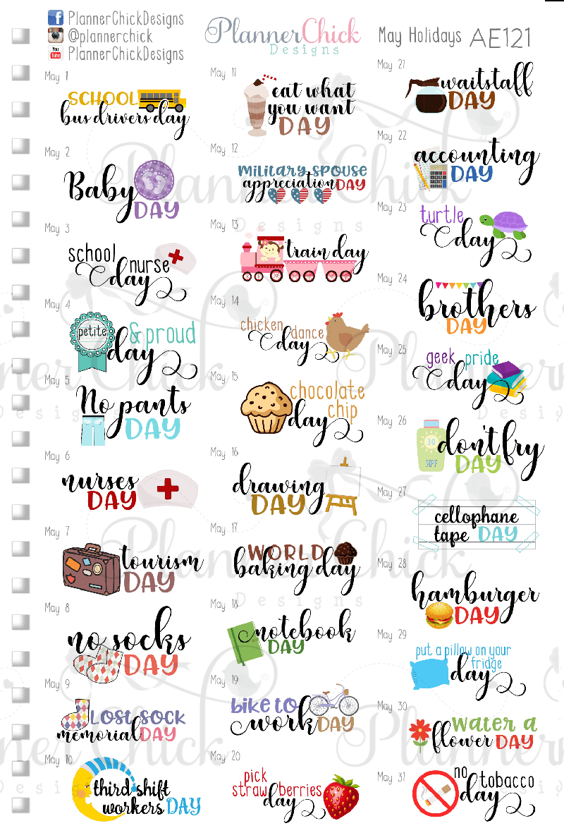 May Wacky Holidays PlannerChickDesigns