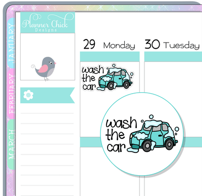 Wash the Car Planner Stickers