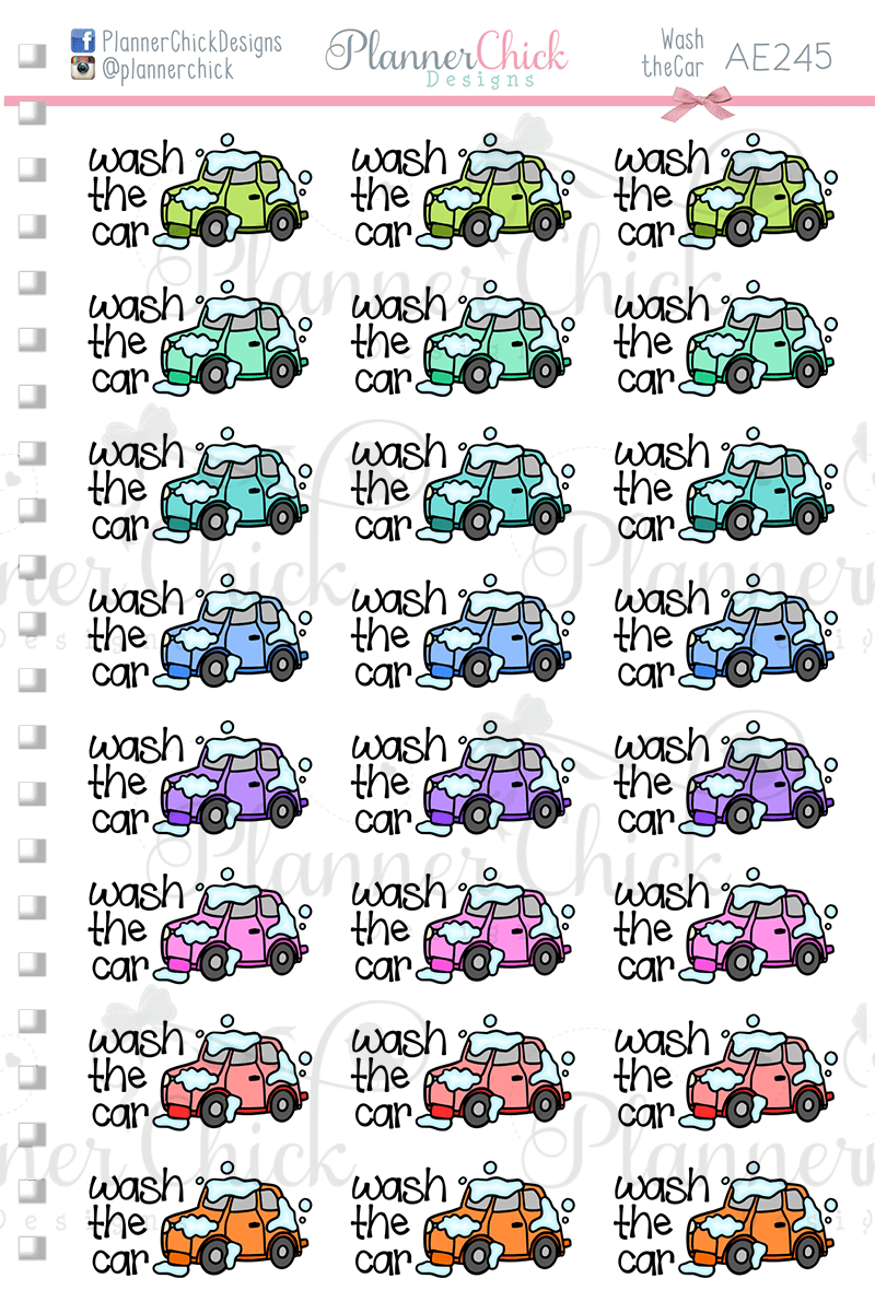 Wash the Car Planner Stickers