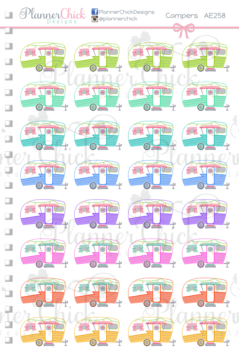 Colorful Camper Planner Stickers