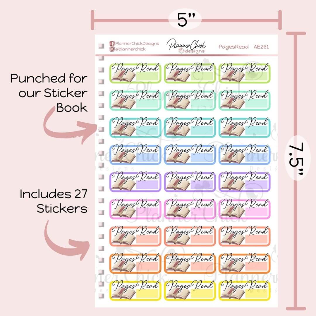 Pages Read Planner Stickers