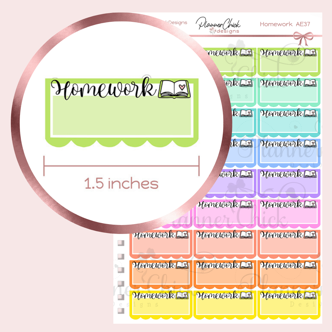 Homework Pin Homework Planner Stickers – PlannerChickDesigns