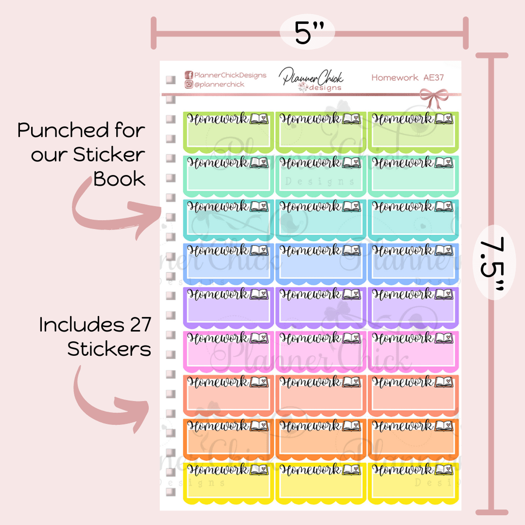 Homework Done Sticker Homework Planner Stickers – PlannerChickDesigns