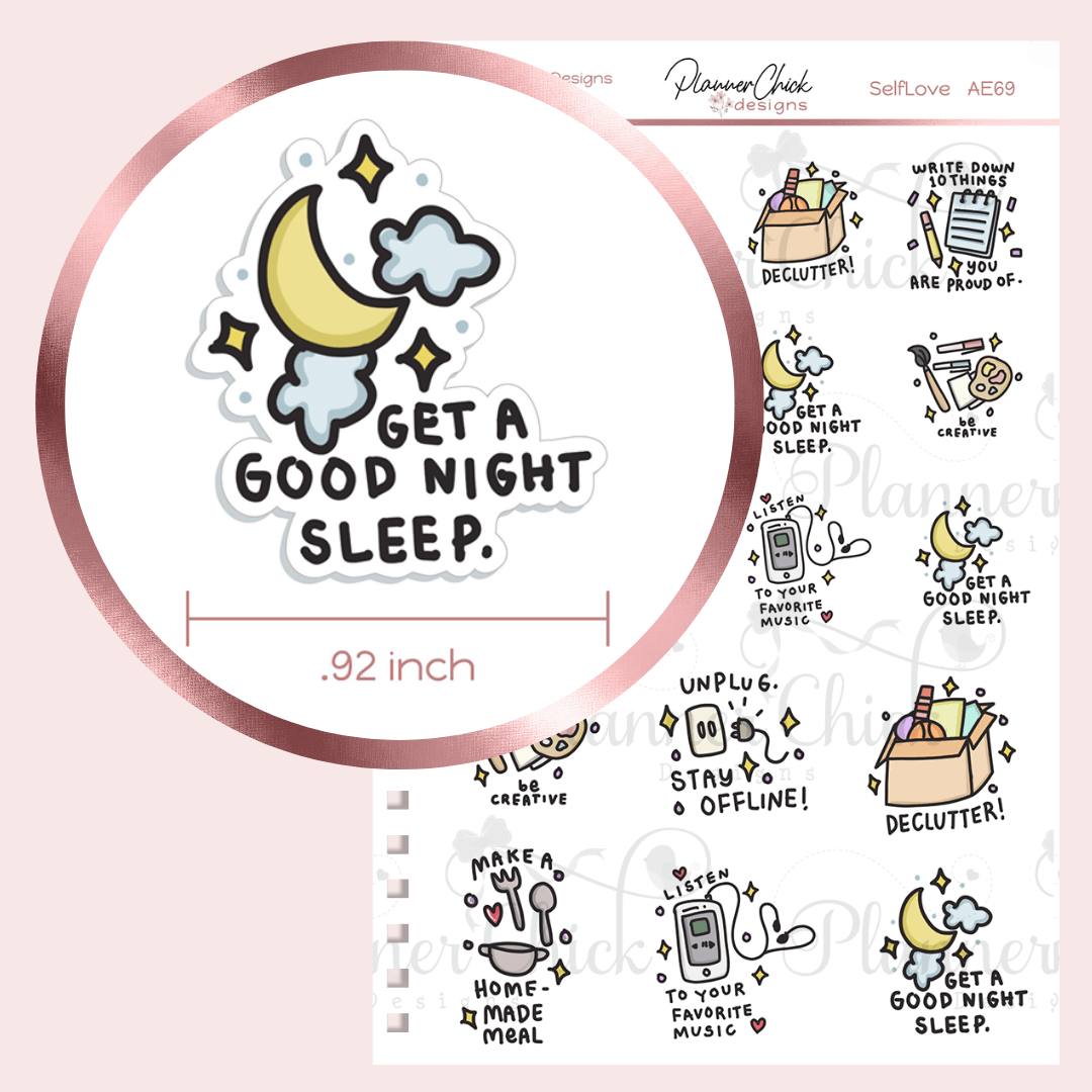 Self Love Doodle Planner Stickers