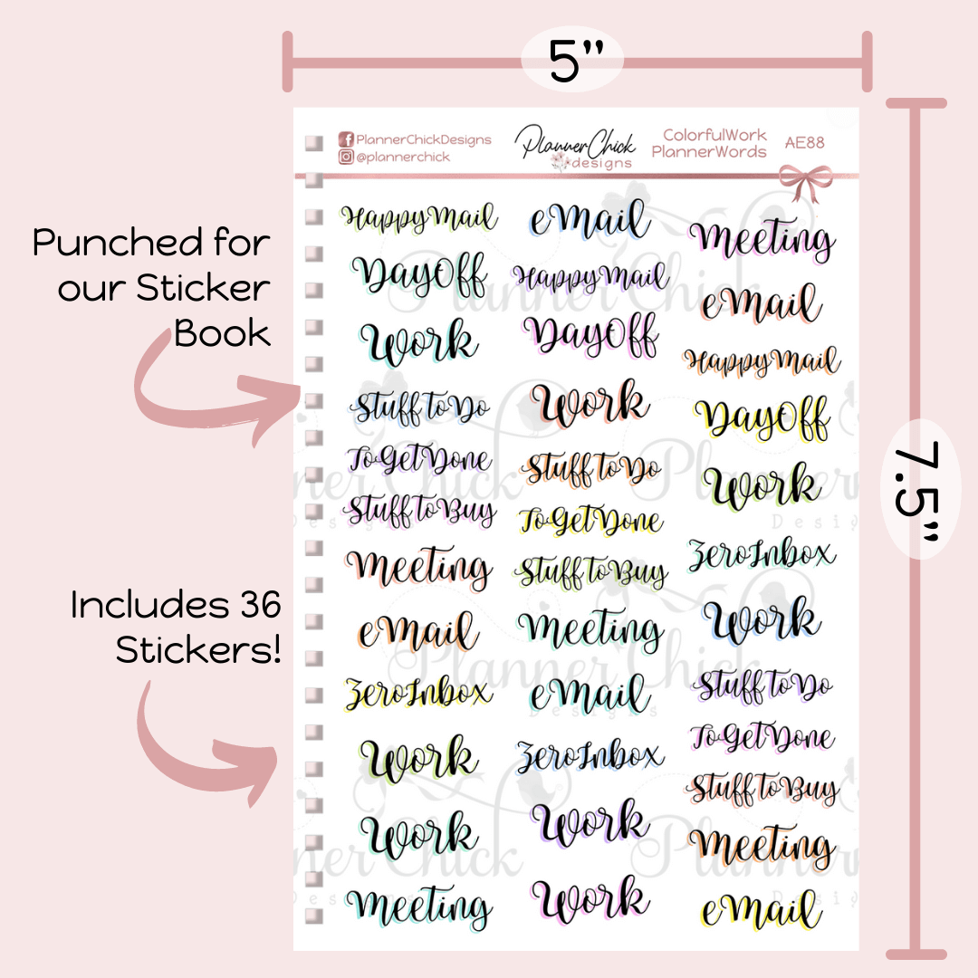 Colorful Work-Related Planner Words