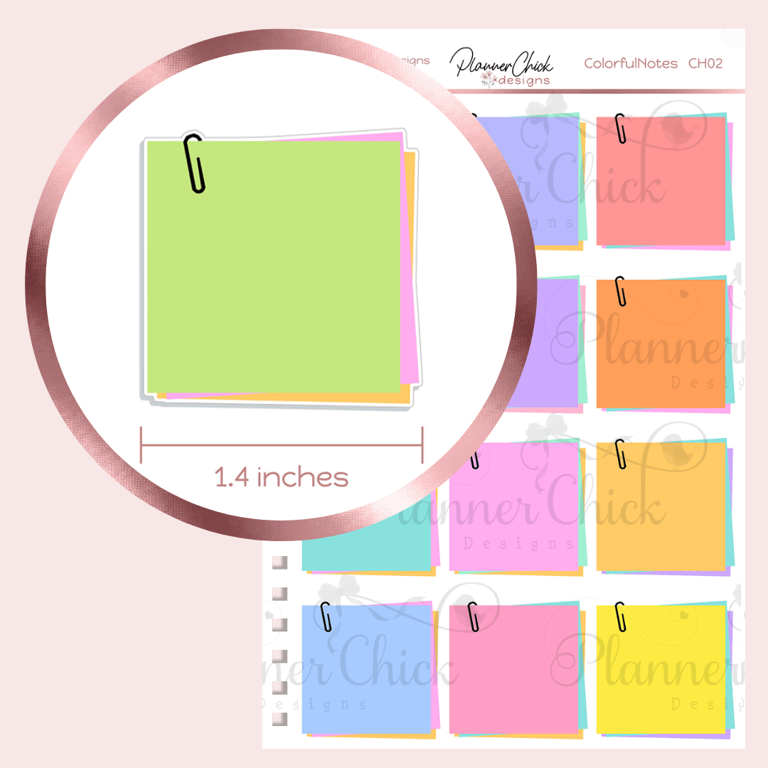 Colorful Note Paper Planner Stickers – PlannerChickDesigns