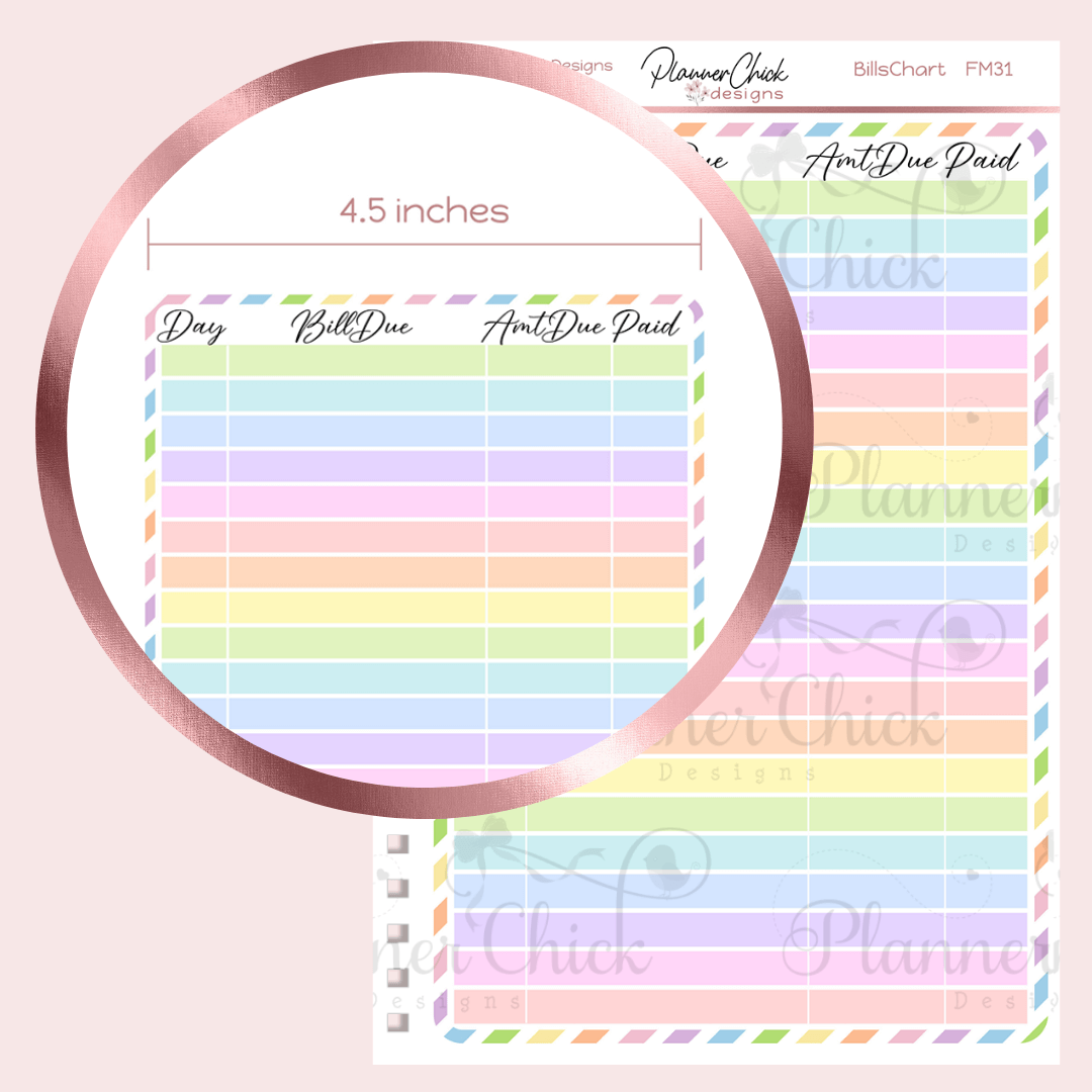 Bills Chart Giant Sticker
