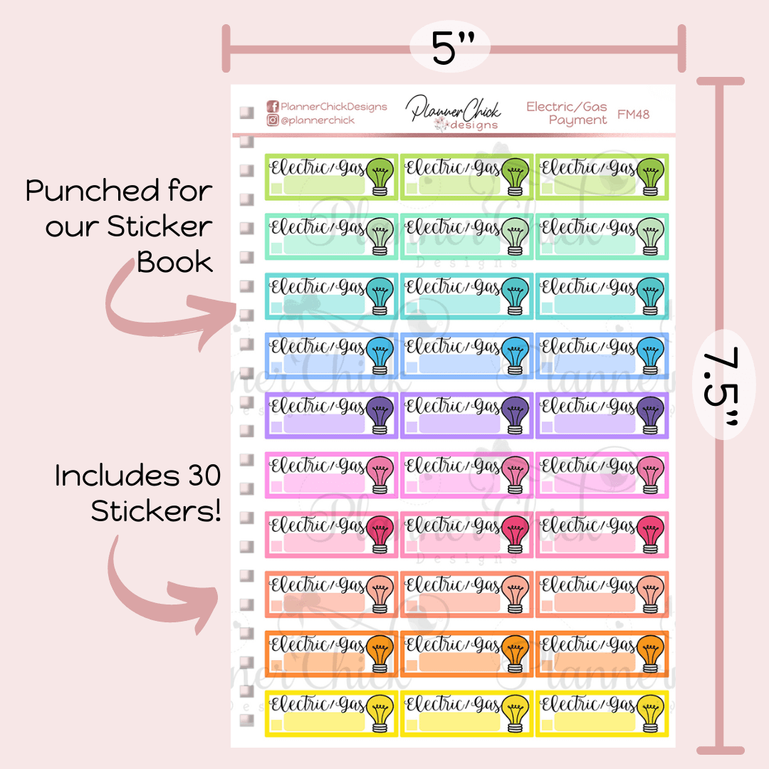 Electricity/Gas Payment Planner Stickers