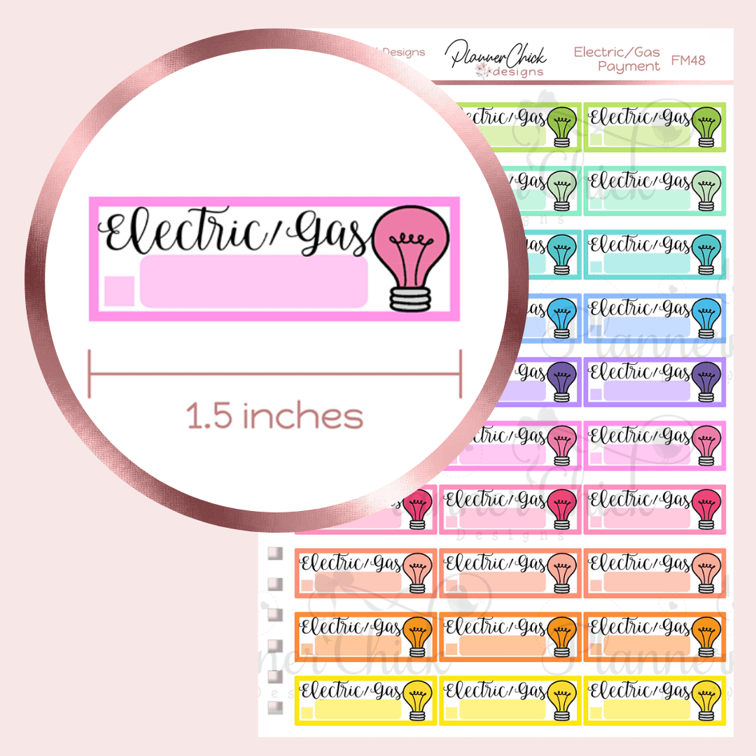 Electricity/Gas Payment Planner Stickers
