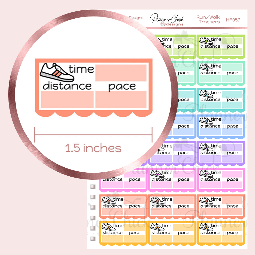 Run/Walk Tracking Planner Stickers