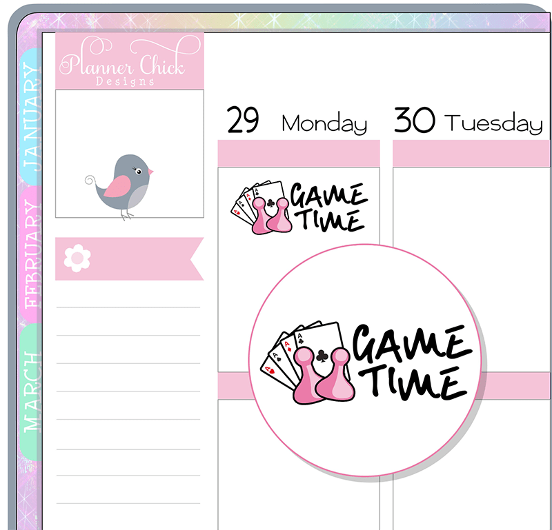 Game Time Planner Stickers