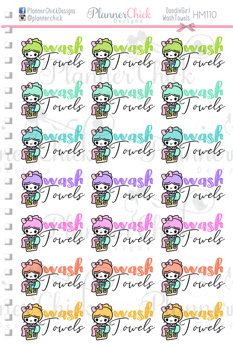 Doodle Girl ~ Wash Towels