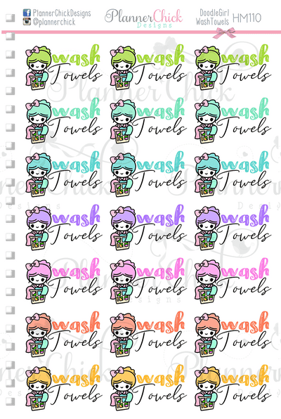 Doodle Girl ~ Wash Towels