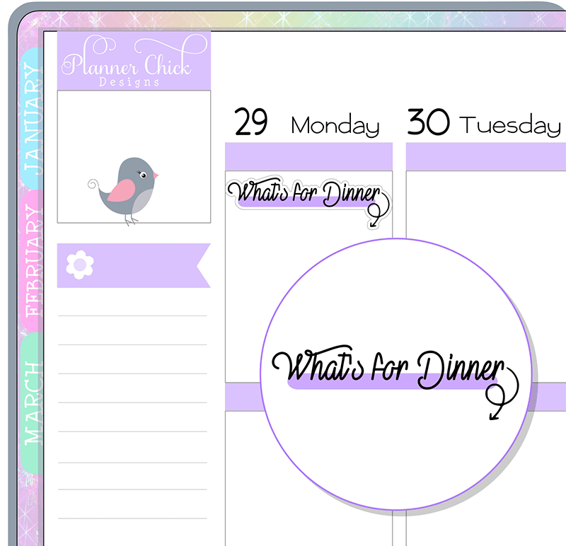 What's for Dinner Headers – PlannerChickDesigns