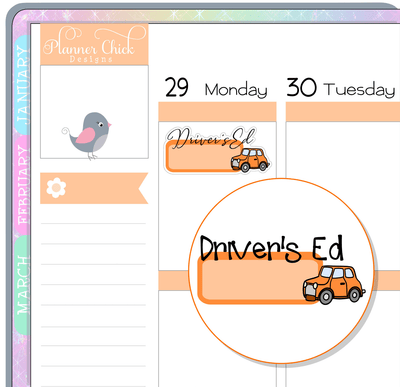 Driver's Ed Planner Stickers