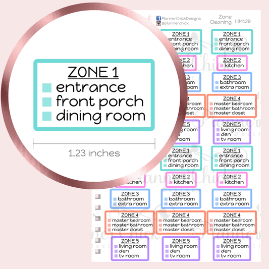 Zone Cleaning Planner Stickers