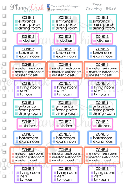 Zone Cleaning Planner Stickers