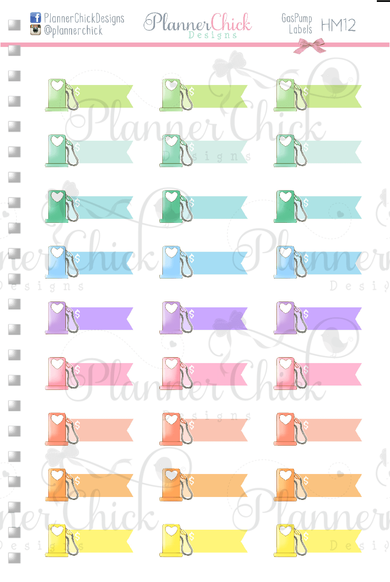 Gas Pump Labels Planner Stickers