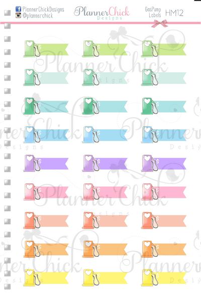 Gas Pump Labels Planner Stickers