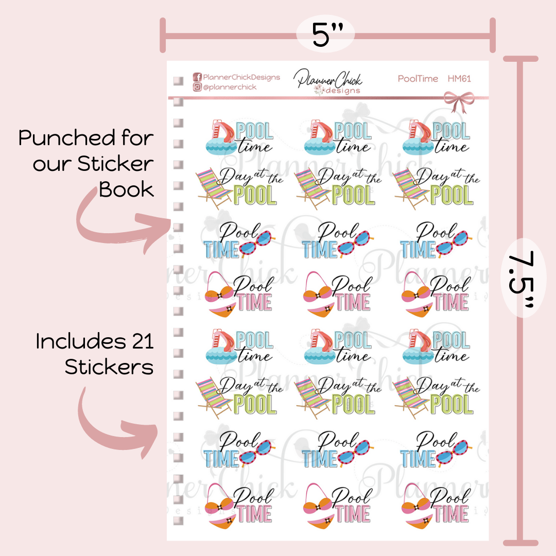 Pool Time Planner Stickers