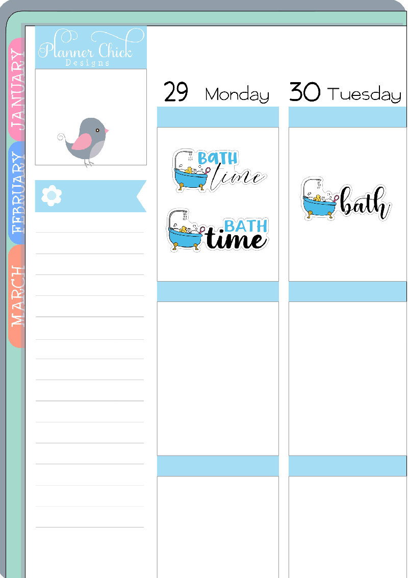 Bath Time Format Bath Time – PlannerChickDesigns