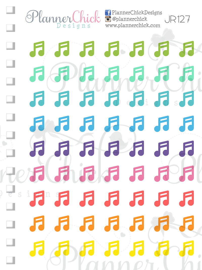 Sticker Mps Mini Note Mini Stickers ~ Music Notes – PlannerChickDesigns