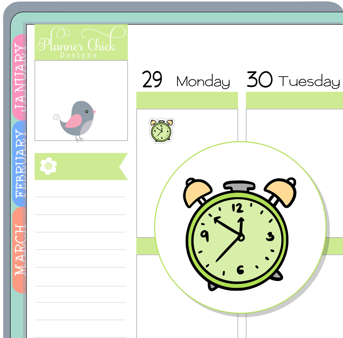 Mini Sticker Clock Mini Stickers ~ Clocks – PlannerChickDesigns