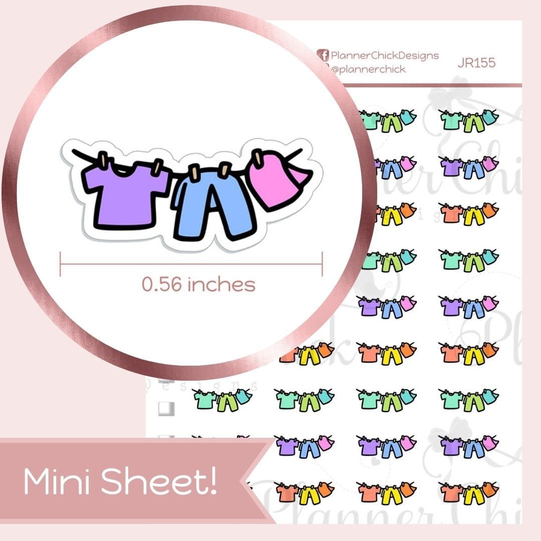 Small Clothes Sticker Mini Stickers ~ Clothesline/Laundry – PlannerChickDesigns