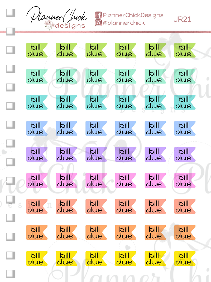 Mini Stickers ~ Bill Due Flags