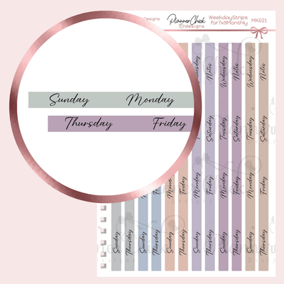 Neutral Floral Collection ~ Weekday Strips for Monthly