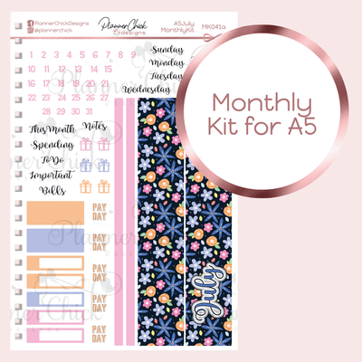 Monthly & Dashboard Kits ~ Floral Blues (for July)