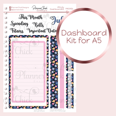 Monthly & Dashboard Kits ~ Floral Blues (for July)