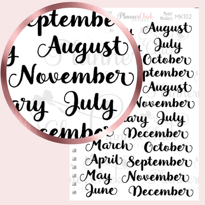 Large Month Script Planner Stickers