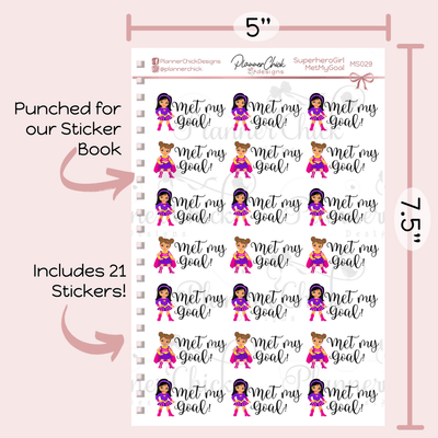Superhero Girl Met My Goal Planner Stickers