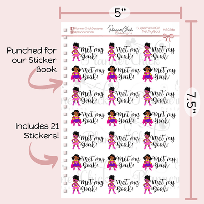 Superhero Girl Met My Goal Planner Stickers
