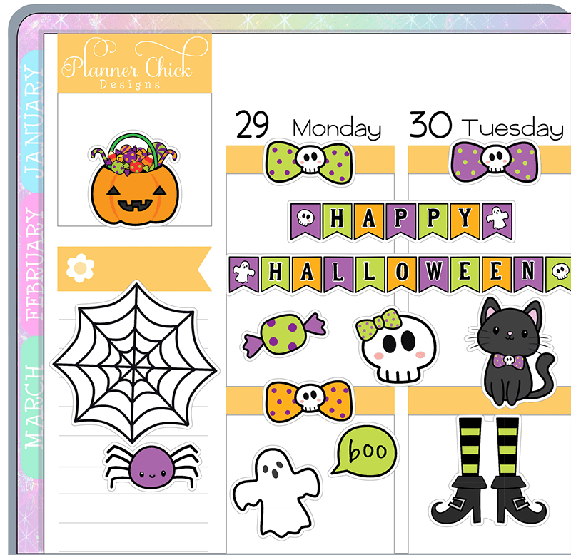 Doodle Halloween Planner Stickers