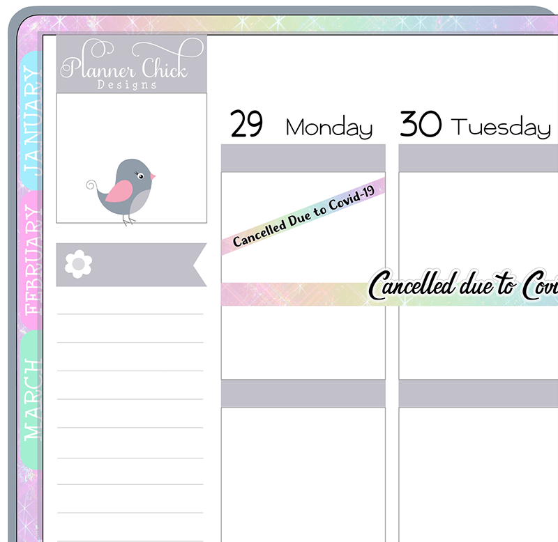 Cancelled Due to Covid-19 Planner Stickers