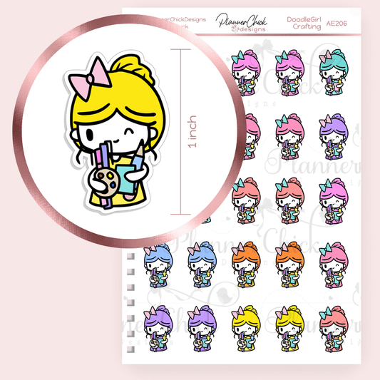 Doodle Girl ~ Crafting Planner Stickers