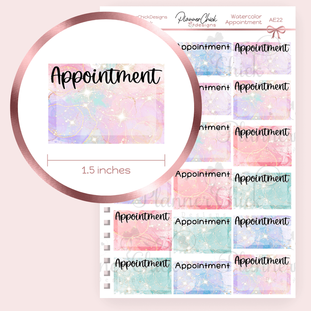 Sparkly Watercolor Appointment Boxes – PlannerChickDesigns