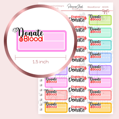 Blood Donor Planner Stickers