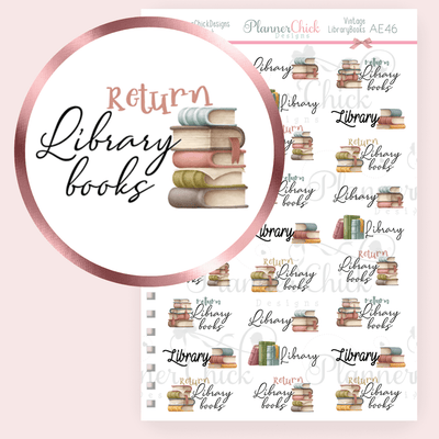 Vintage Library Planner Stickers