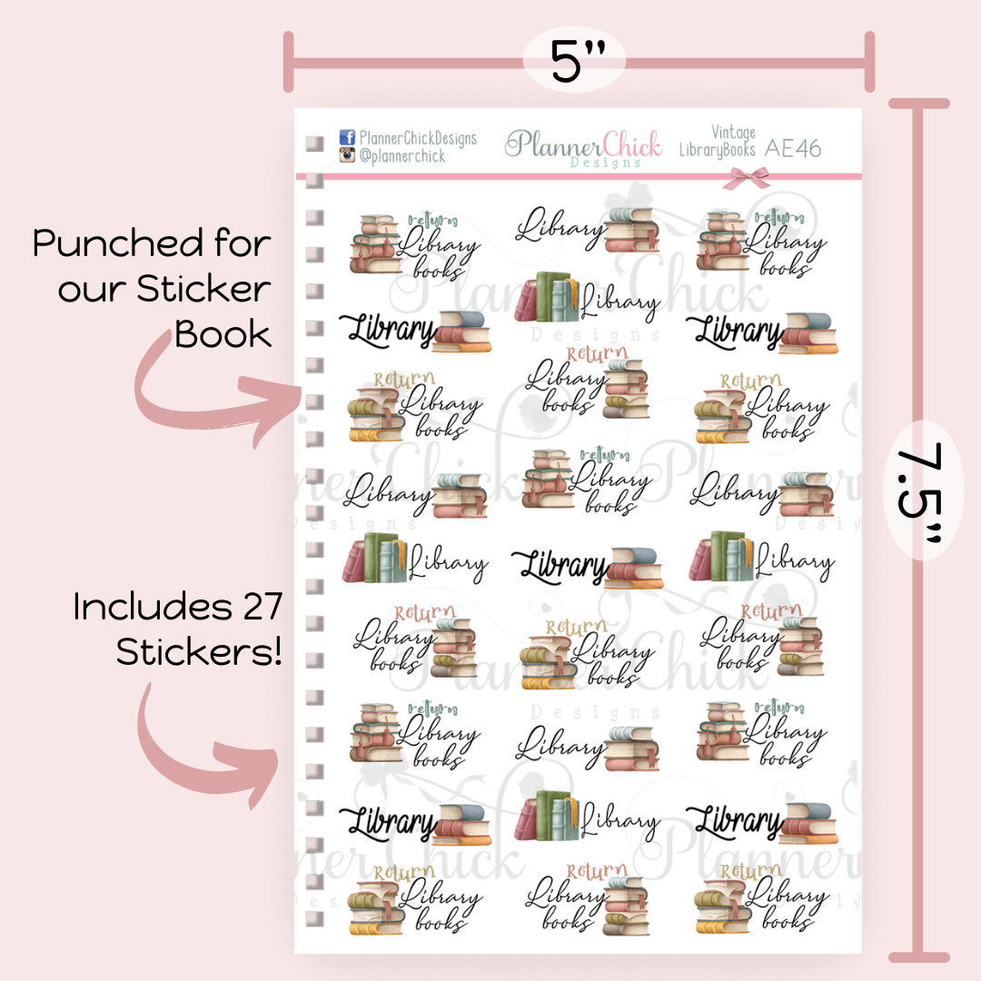 Vintage Library Planner Stickers