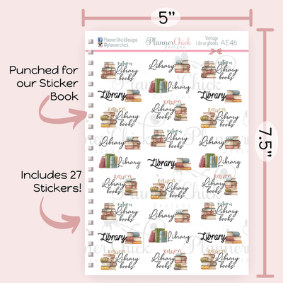 Vintage Library Planner Stickers